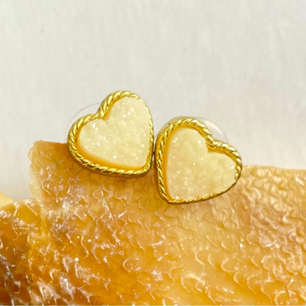 Park Lane Gold and Cream Heart Earrings